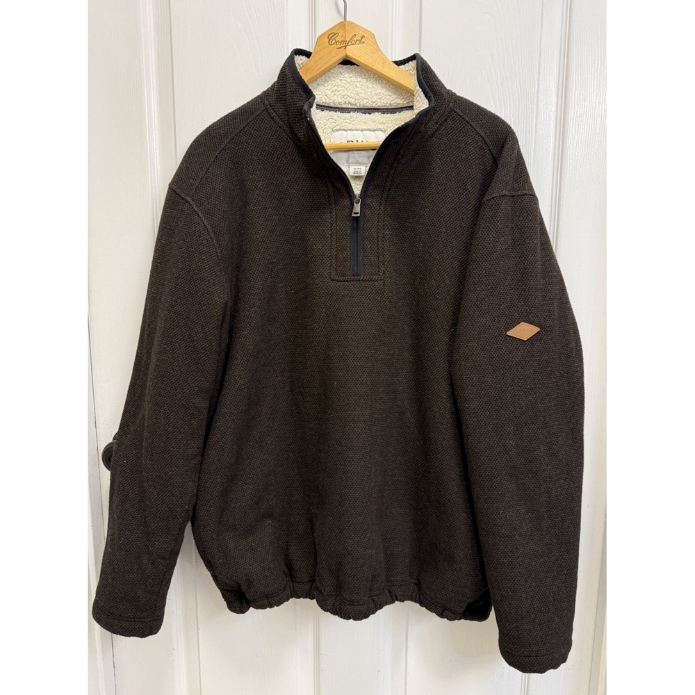 Orvis Sweater Mens XL Brown Quarter Zip Sherpa Fleece Lined Pullover Outdoors